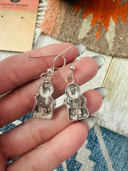 Old Pawn Navajo Sterling Silver Storyteller Dangle Earrings