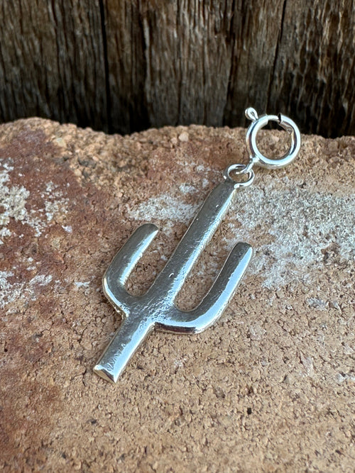 Navajo Crafted Sterling Silver Saguaro Charm