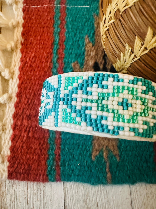 Navajo Made Beaded Leather Bracelet