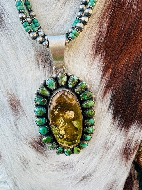 Old Pawn Handcrafted Sterling Silver and Turquoise Beaded Necklace