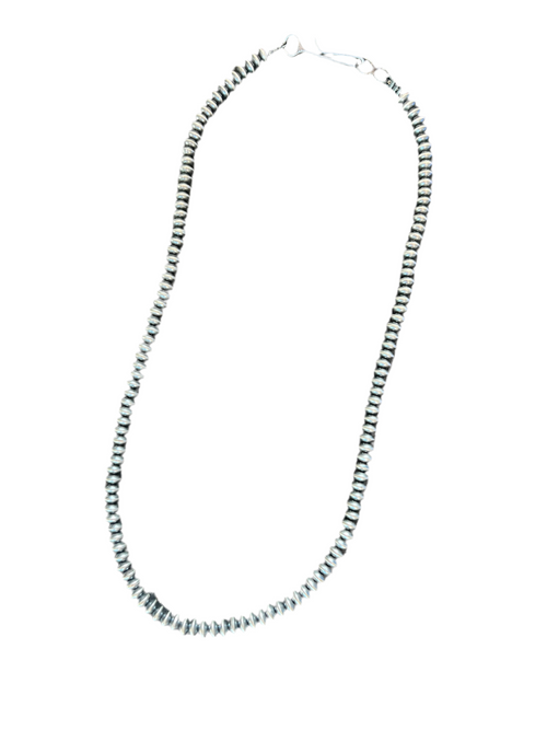 Vinita Cowboy Handmade 5.5mm Sterling Silver Navajo Saucer Pearls, 21 inches