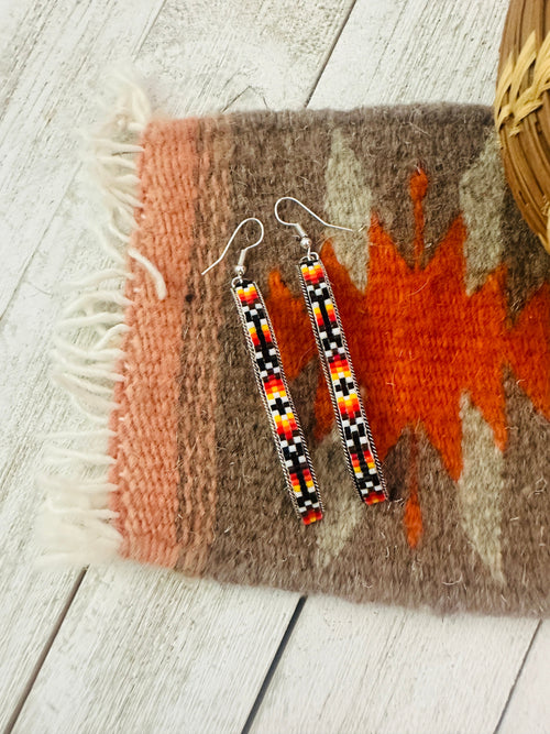 Navajo Handmade Multicolor Beaded Dangle Earrings