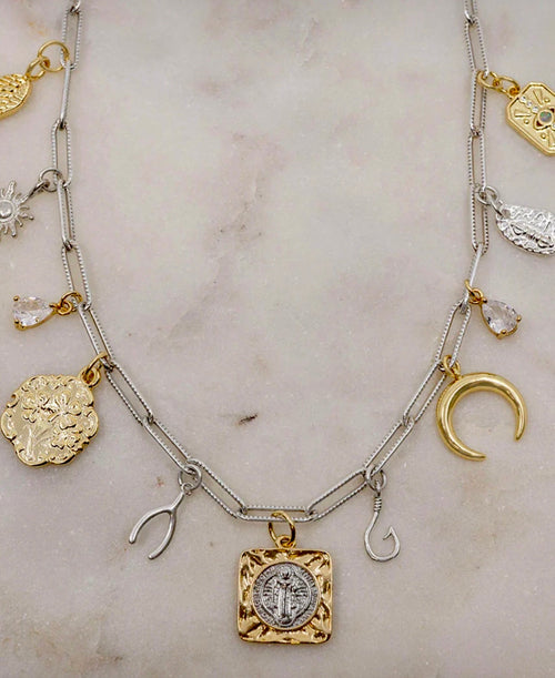 Signs and Symbols Mixed Metals Charm Necklace