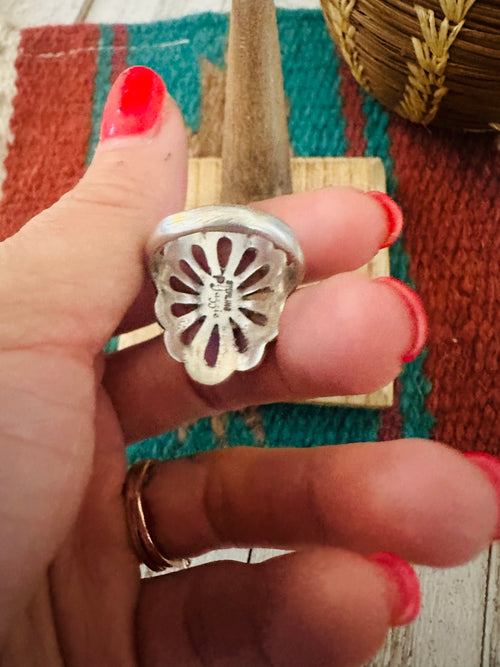 Navajo Sterling Silver & Lapis Flower Ring