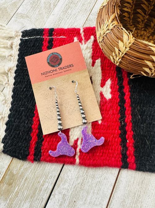 Summer Lovin’ Navajo Sterling Silver Pearl Beaded Opal Bull Head Dangle Earrings