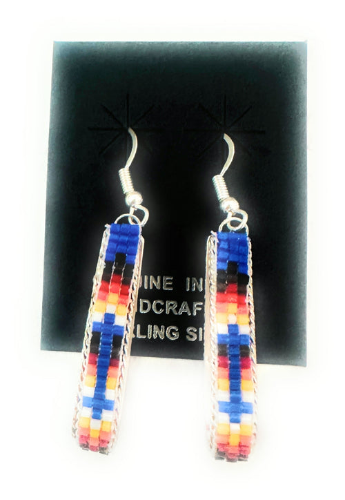 Navajo Handmade Multicolor Beaded Teardrop Dangle Earrings