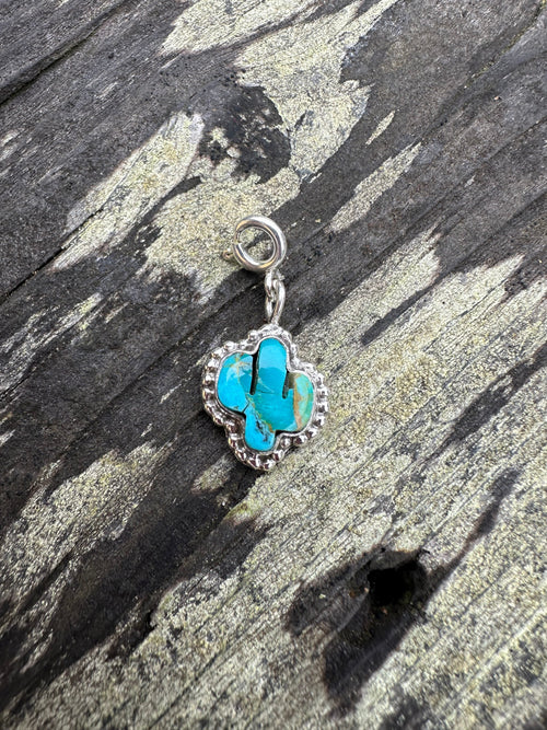 Sterling Silver and Turquoise Saguaro Ball Charm