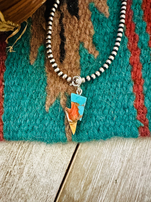Navajo Hand Carved Spice Lightning Bolt Charm