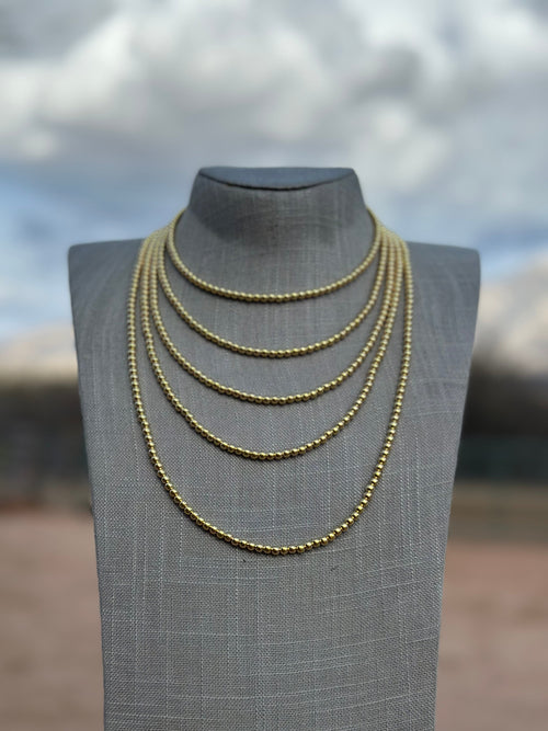 Navajo 14kt Gold Overlay & Sterling Silver Beaded 4mm Necklace