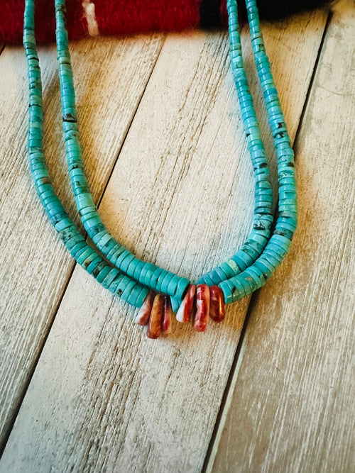 Old Pawn Santo Domingo Turquoise Beaded Necklace