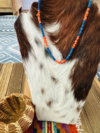Handcrafted Lapis, Coral & Sterling Silver Beaded 16” Necklace