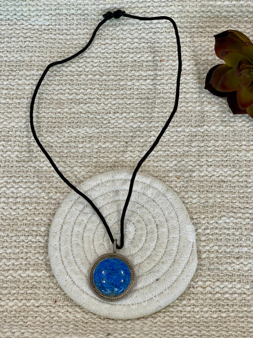 Vintage Old Pawn Handmade Sterling Silver & Lapis Lazuli Necklace
