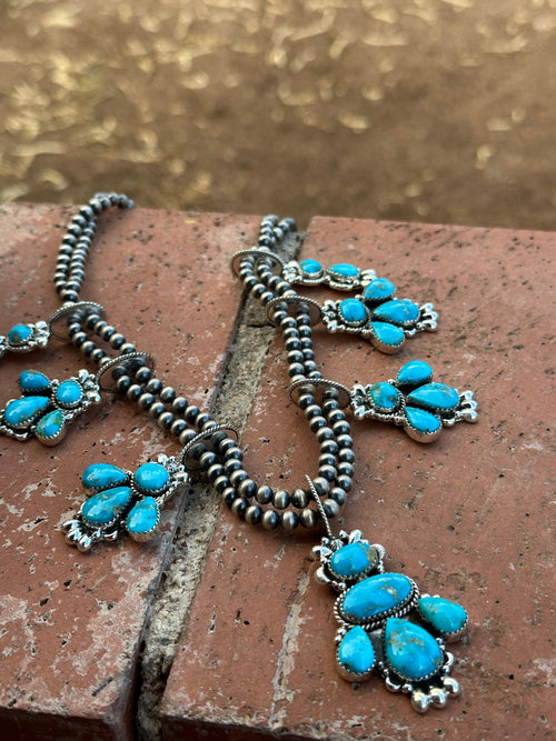 Taos Collection Handmade Sterling Silver & South Hill Sonoran Turquoise Necklace