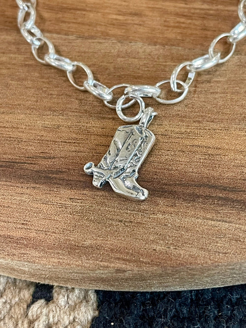 Native Handmade Sterling Silver COWBOY BOOT Charm