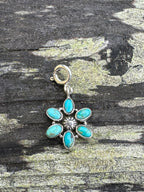 Sterling Silver and Turquoise Star Flower Charm