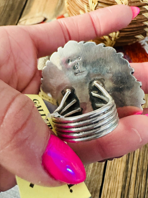 Old Pawn Handcrafted Spiny Oyster & Sterling Silver Cluster Ring by Tyler Brown, Size 10