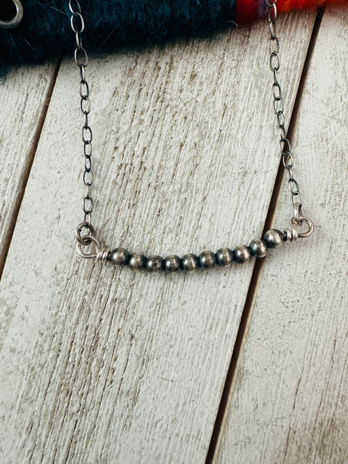 Navajo Sterling Silver Beaded Chain Necklace