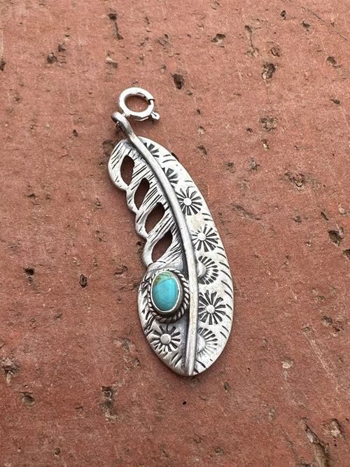 Sterling Silver Turquoise Feather Charm