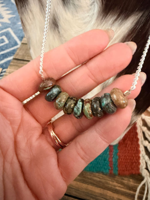 Handmade Sterling Silver & Turquoise Beaded Necklace