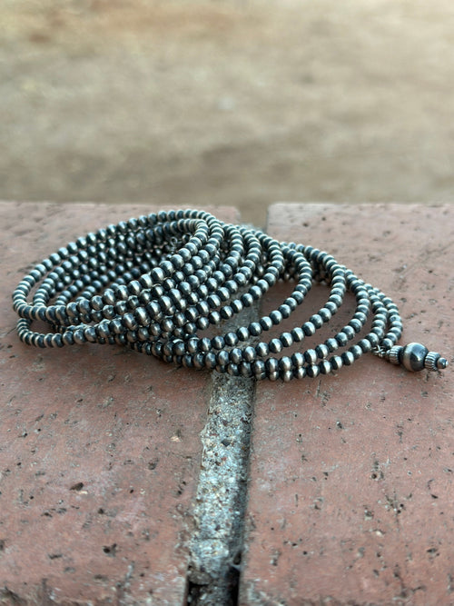 Navajo Sterling Silver Pearl Beaded Wrap Bracelet