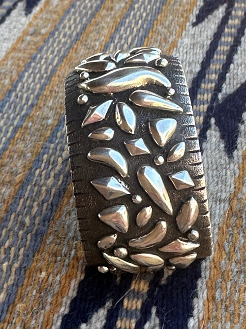 Old Pawn Ernest Rangel Sterling Silver Repousse Cuff