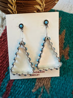 Zuni Turquoise & Sterling Silver Snake Eye Dangle Earrings