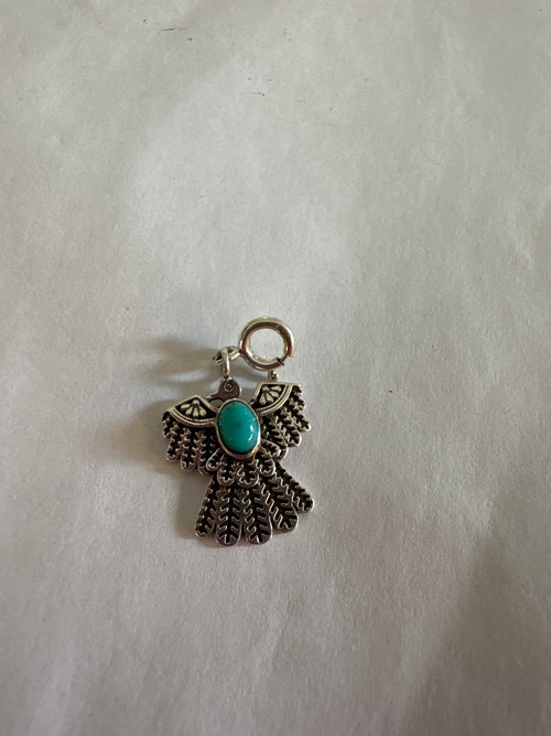 Sterling Silver and Turquoise Thunderbird Charm