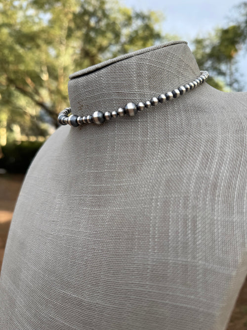 Handcrafted Sterling Silver Beaded Wrap Choker Necklace