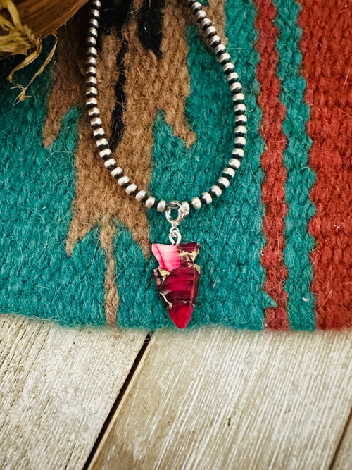 Navajo Hand Carved Rose Dahlia Arrowhead Charm
