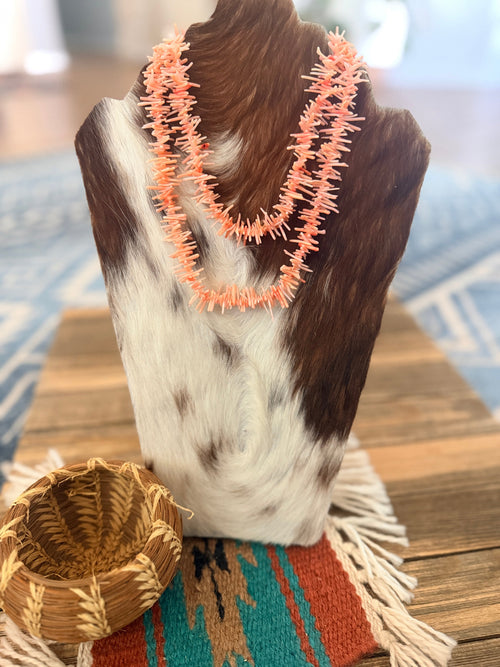 Old Pawn Handmade Dyed Coral Double-Strand Beaded Necklace