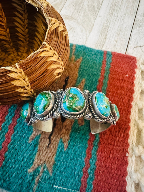 Navajo Sterling Silver & Sonoran Mountain Turquoise Cuff Bracelet