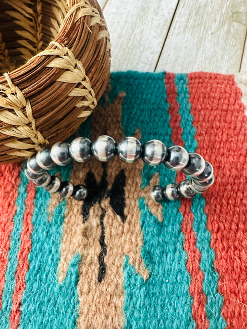 Handcrafted Sterling Silver Pearl Beaded Cuff Bracelet