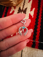 Navajo Crafted Turquoise & Sterling Silver Naja Charm
