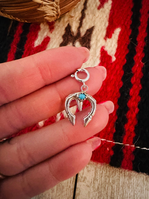Navajo Crafted Turquoise & Sterling Silver Naja Charm