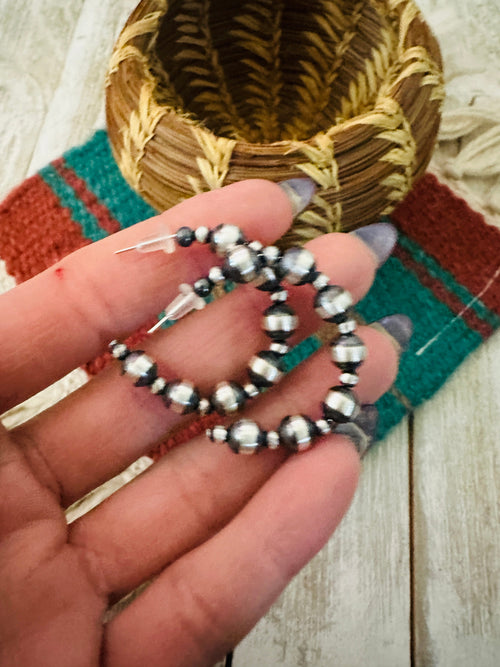 Handcrafted Sterling Silver Pearl Beaded Hoop Earrings