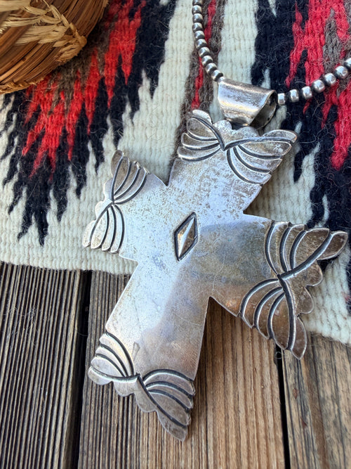 Old Pawn Handcrafted Sterling Silver Cross Pendant