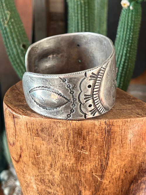 Hand Forged Old Pawn Sterling Silver Ingot Cuff Bracelet by Santa Fe Artist, Buffalo: The Buckle
