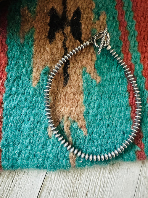 Navajo 3mm Saucer Sterling Silver Pearl Beaded Bracelet