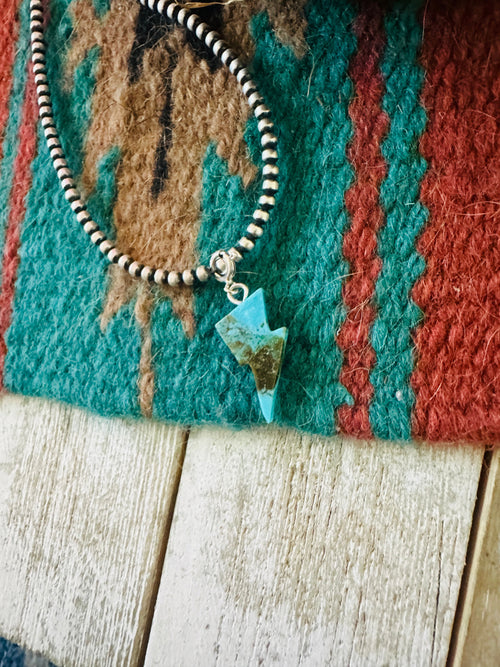Navajo Hand Carved Turquoise Lightning Bolt Charm