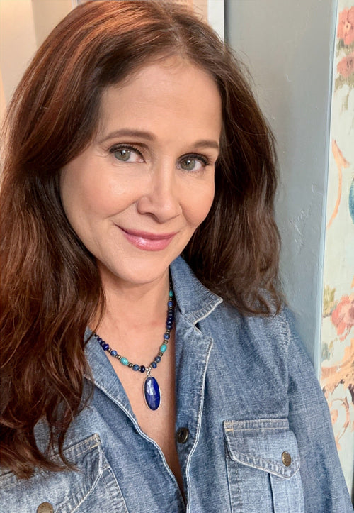 Lapis & Turquoise Beaded Pendant Necklace