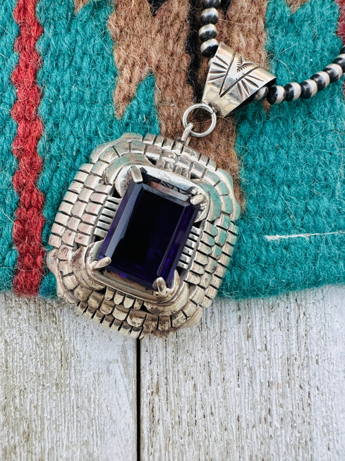 Handcrafted Old Pawn Sterling Silver & Amethyst Pendant