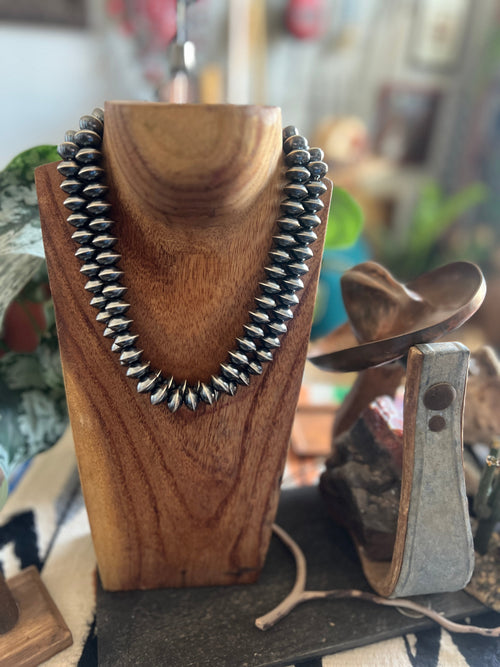 Handcrafted 13.5mm Sterling Silver Saucer Pearl Bead Necklace by Michelle Jameson, 18 inches