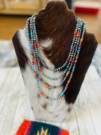 Navajo Sterling Silver, Spiny Oyster & Turquoise Beaded Necklace