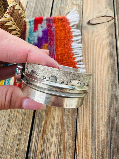 Handcrafted Old Pawn Sterling Silver & Turquoise Cuff Bracelet