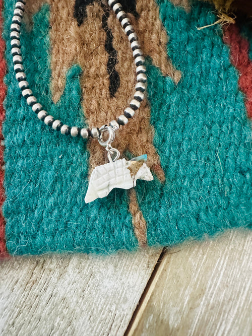 Navajo Hand Carved Blue Mojave Armadillo Charm