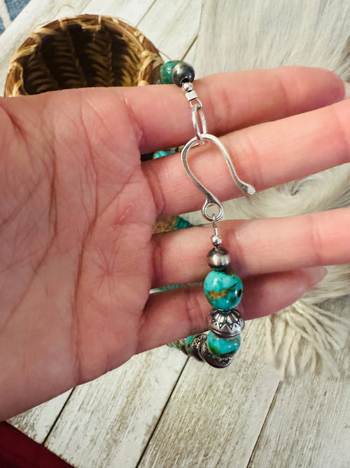 Handcrafted Sonoran Mountain Turquoise & Sterling Silver Pearl Beaded Necklace 16"