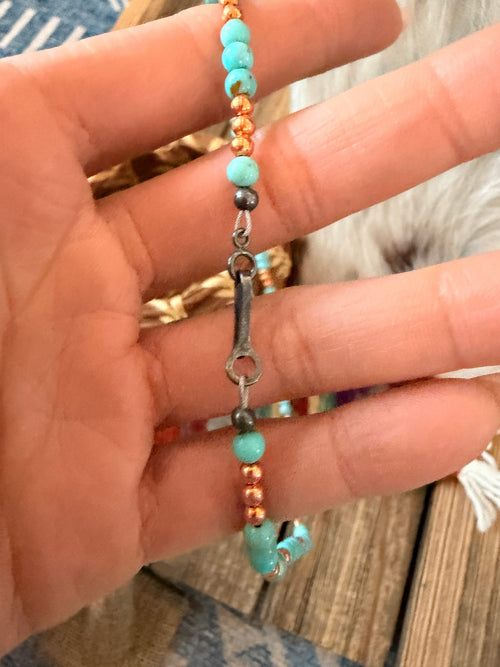 Handcrafted Turquoise & Copper Beaded Necklace