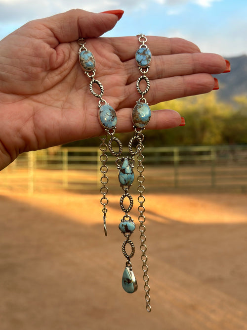 Beautiful Handmade Sterling Silver & Golden Hills Turquoise Drop Necklace