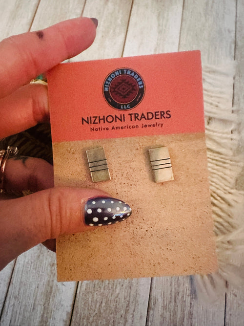 Handcrafted Old Pawn Sterling Silver Stud Earrings