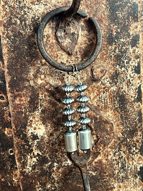 Navajo Handmade Sterling Linked Bead Earrings by Crystal Haley